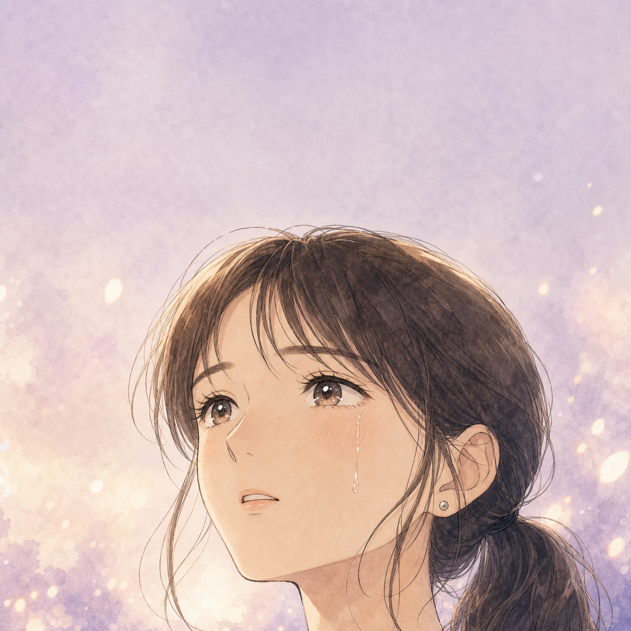 漫画6コマ目。診断の言葉にハッとして、涙をこぼす美咲の横顔